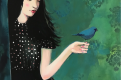 Woman with blue bird